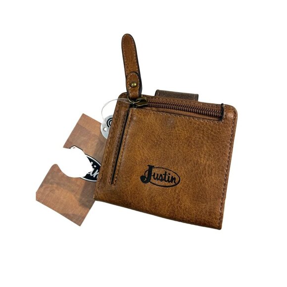 Justin Trenditions Brown Wallet w/Tooled Pattern Accents NWT - Picture 2 of 4